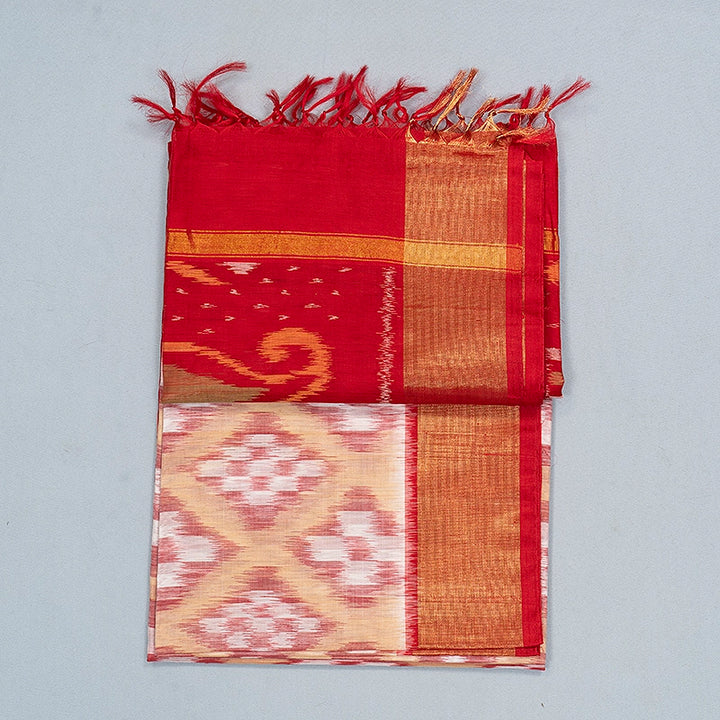 Hayagrivas White Ikkat Kora Silk Cotton Saree SSCBF155H1-6