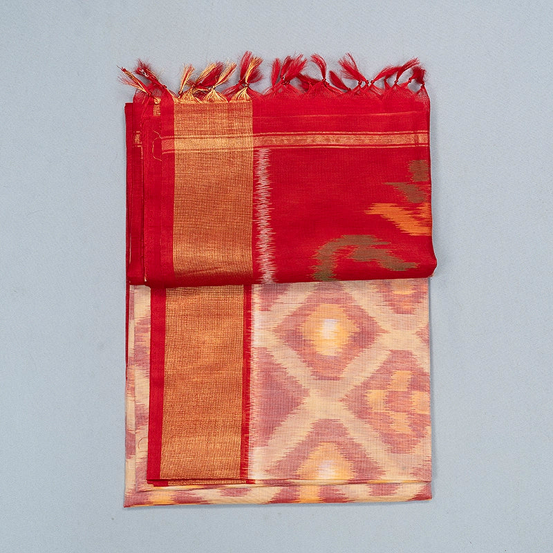 Hayagrivas Sandal Ikkat Kora Silk Cotton Saree SSCBF155H1-8