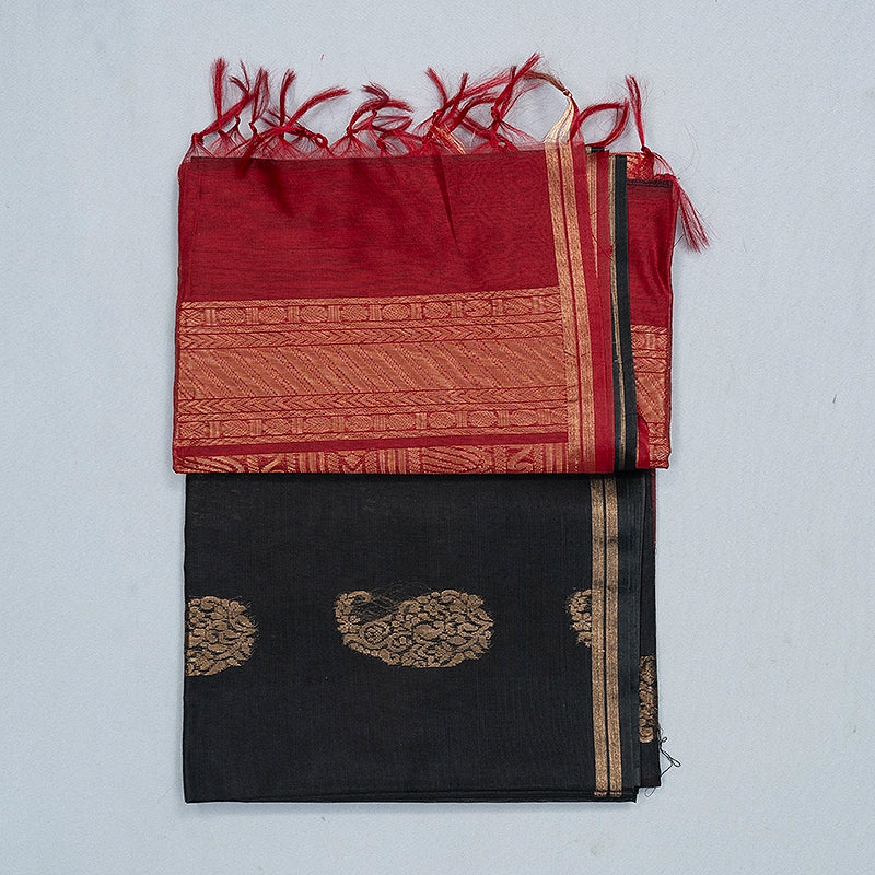 Hayagrivas Black Kora Silk Cotton Saree SSCBF156H2-29