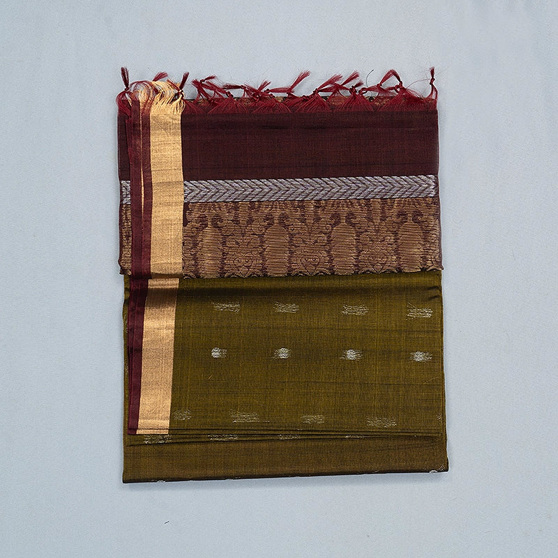 Hayagrivas Mehandi Green Kora Silk Cotton Saree SSCBF156H2-33
