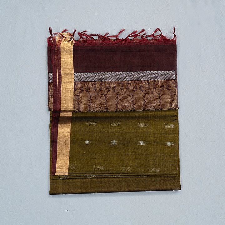Hayagrivas Mehandi Green Kora Silk Cotton Saree SSCBF156H2-33