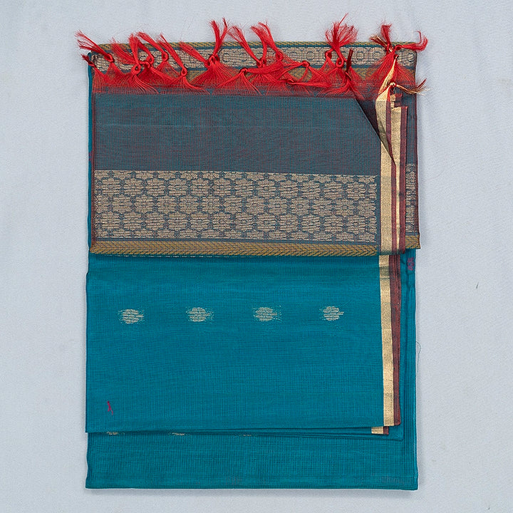 Hayagrivas Teal Blue Kora Silk Cotton Saree SSCBF156H2-56
