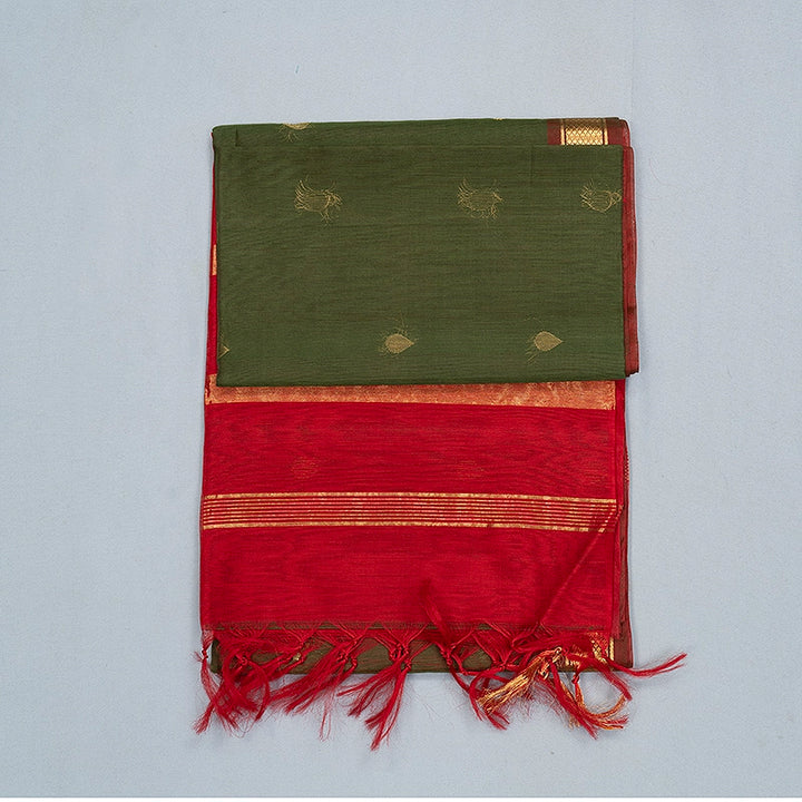 Hayagrivas Mehandi Green Kora Silk Cotton Saree SSCBF156H3-15