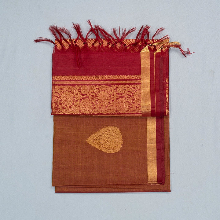 Hayagrivas Copper Brown Kora Silk Cotton Saree SSCBF156H4-8