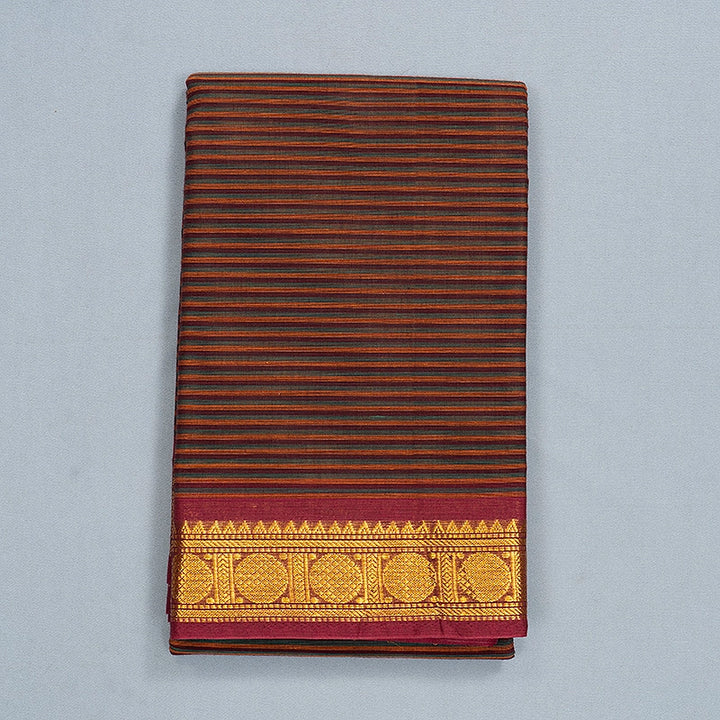 Hayagrivas Multicolour Stripes Handloom Chettinad Cotton Saree SSCBF167I1-24