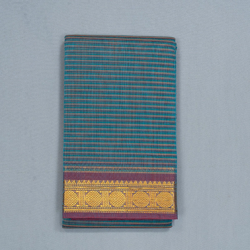 Hayagrivas Multicolour Stripes Handloom Chettinad Cotton Saree SSCBF167I1-7