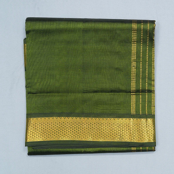 Hayagrivas Mehandi Green Pure Ten Yards Silk Cotton Saree SSCBF174I1-1