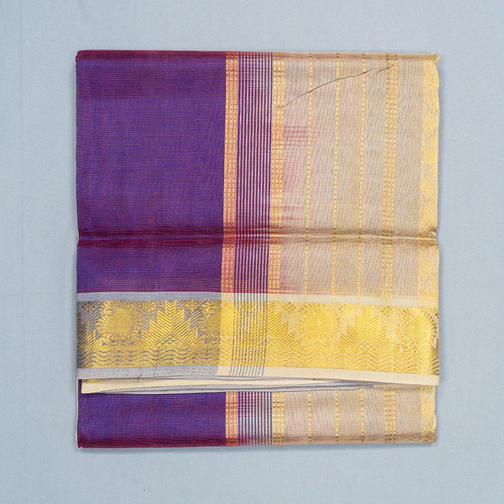 Hayagrivas Purple Pure Ten Yards Silk Cotton Saree SSCBF174I8-1
