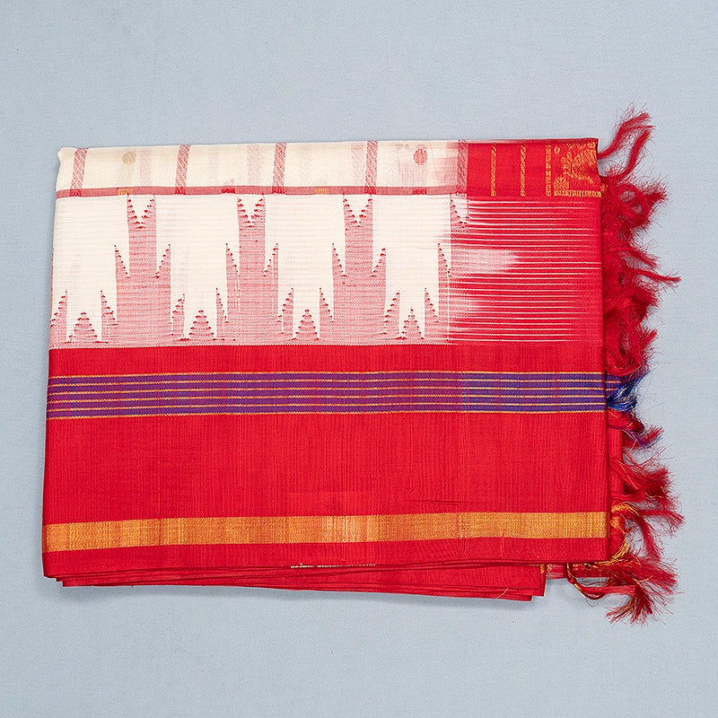 Hayagrivas Half-White Pure Silk Cotton Saree SSCBF175I16-1