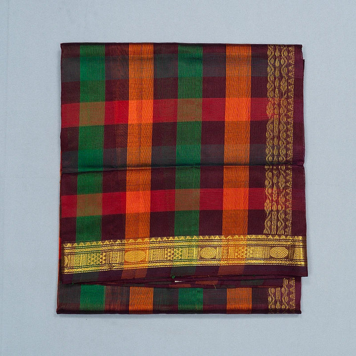 Hayagrivas Multicolour Checks Pure Silk Cotton Saree SSCBF175I5-1