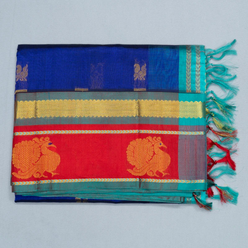 Hayagrivas MS Blue Pure Silk Cotton Saree SSCBF176I1-1