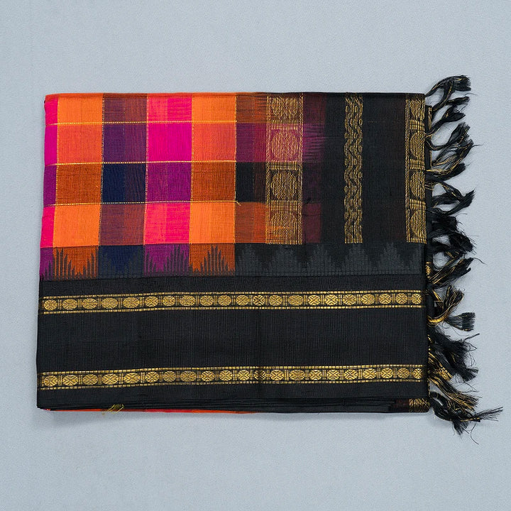 Hayagrivas Multicolour Checks Pure Silk Cotton Saree SSCBF176I3-1