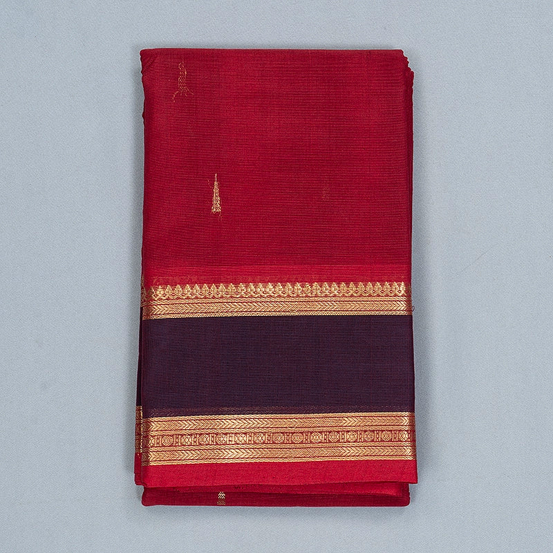 Hayagrivas Reddish-Pink Handloom Kanchi Cotton Saree SSCBF177I7-9