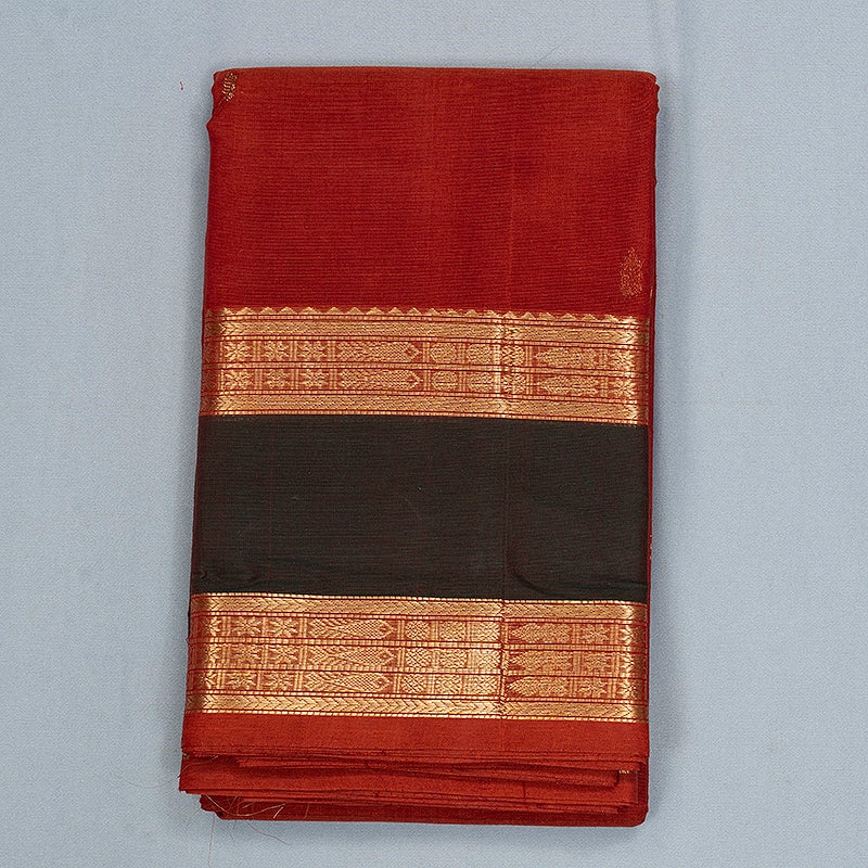 Hayagrivas Brick Orange Handloom Kanchi Cotton Saree SSCBF177I10-2
