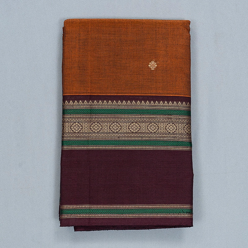 Hayagrivas Rust Orange Handloom Kanchi Cotton Saree SSCBF177I5-6