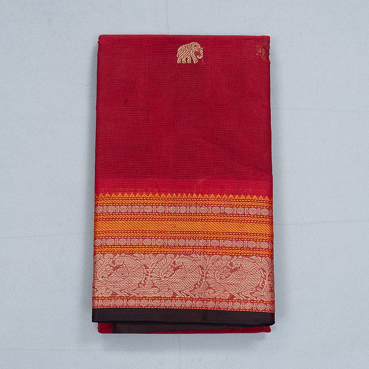 Hayagrivas Reddish-Pink Handloom Kanchi Cotton Saree SSCBF177I5-8