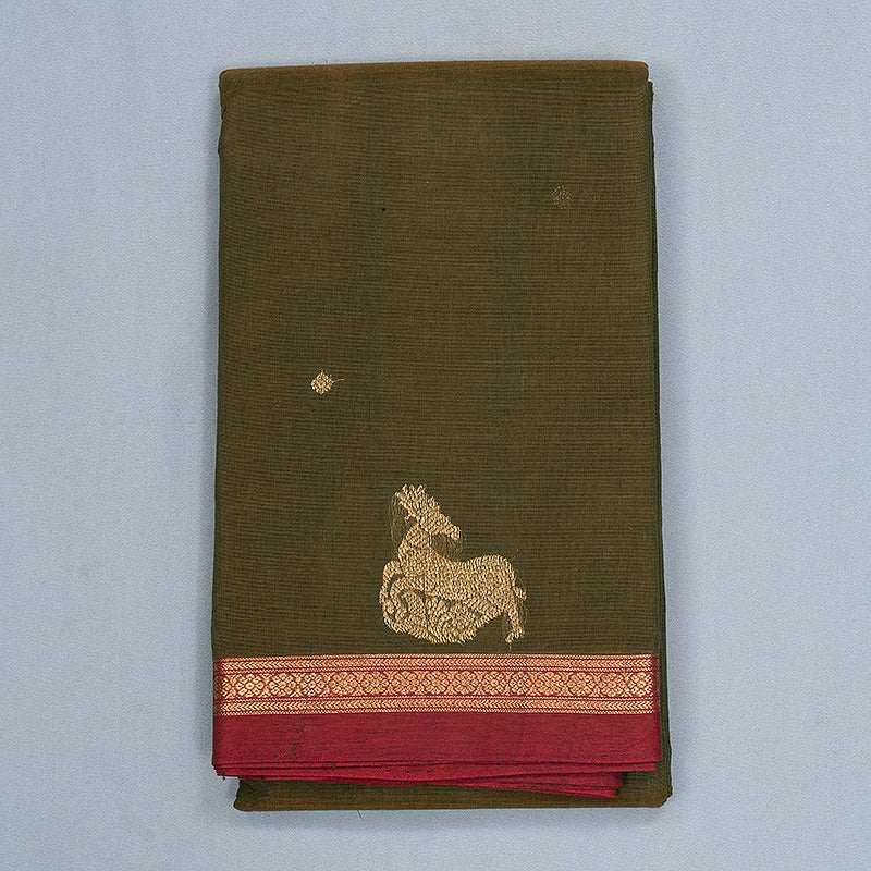Hayagrivas Mehandi Green Handloom Kanchi Cotton Saree SSCBF177I6-3