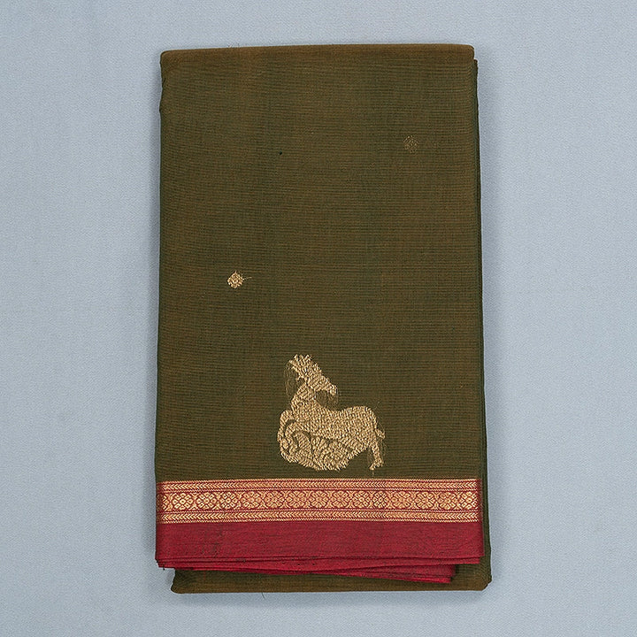Hayagrivas Mehandi Green Handloom Kanchi Cotton Saree SSCBF177I6-3