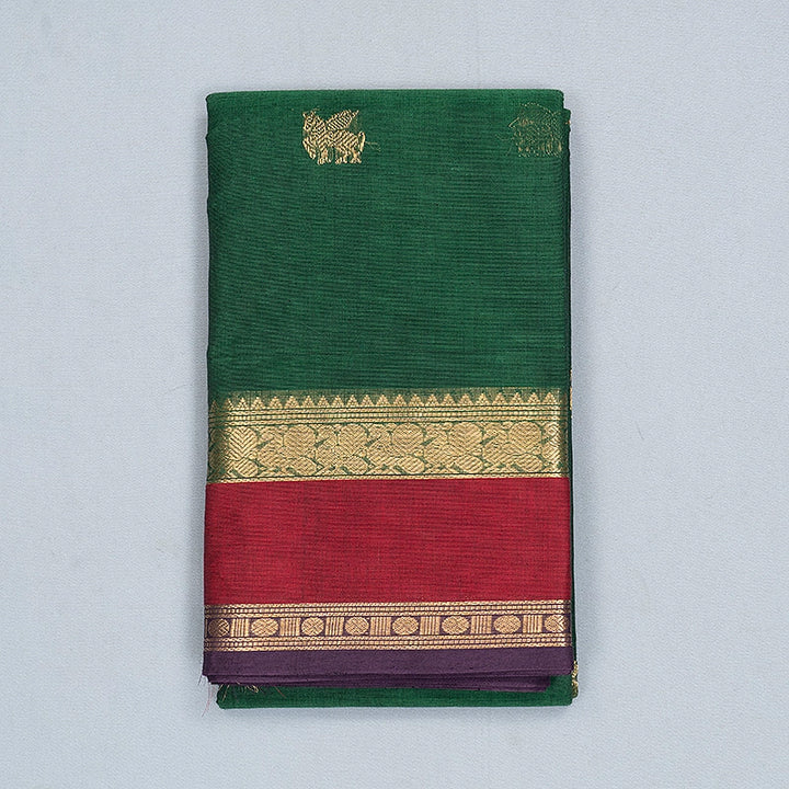 Hayagrivas Bottle Green Handloom Kanchi Cotton Saree SSCBF177I7-4
