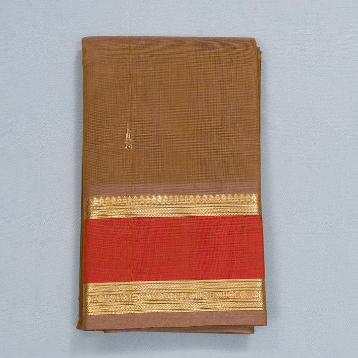 Hayagrivas Khaki Brown Handloom Kanchi Cotton Saree SSCBF177I7-6