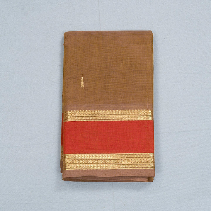 Hayagrivas Khaki Brown Handloom Kanchi Cotton Saree SSCBF177I7-8