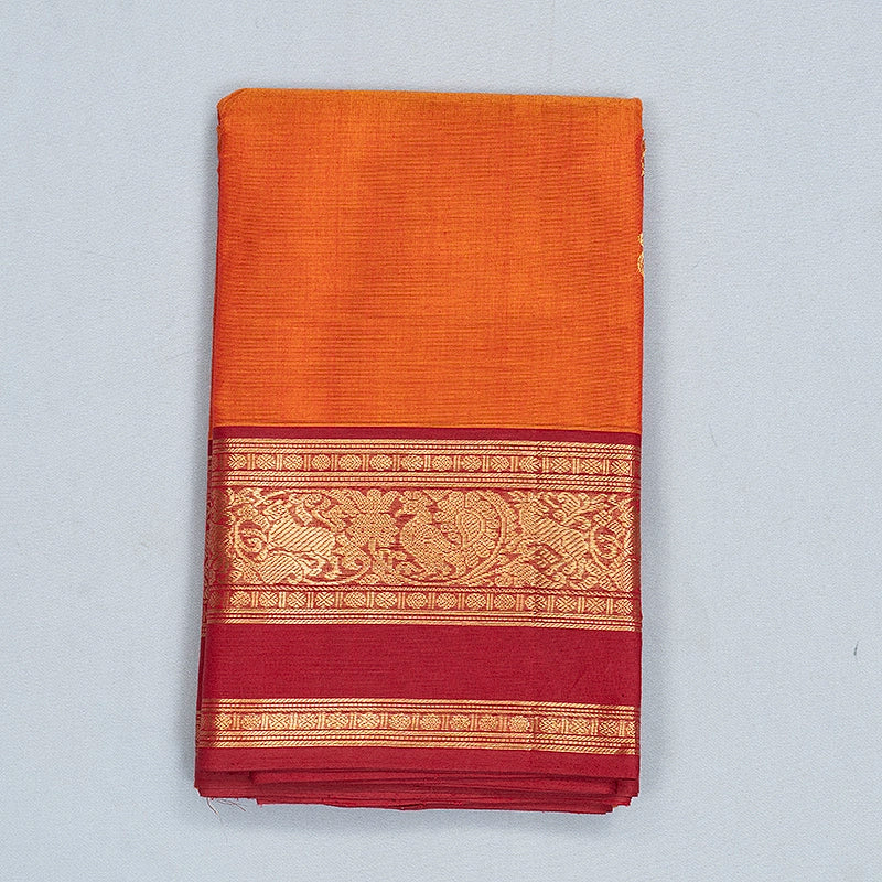 Hayagrivas Sunset Orange Handloom Kanchi Cotton Saree SSCBF177I8-16