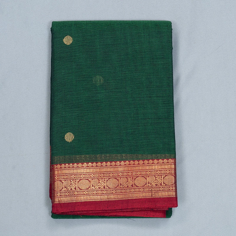 Hayagrivas Dark Green Handloom Kanchi Cotton Saree SSCBF177I8-4