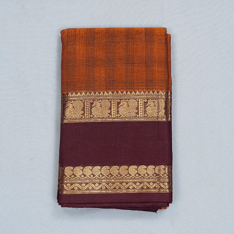 Hayagrivas Rust Orange Handloom Kanchi Cotton Saree SSCBF177I8-5