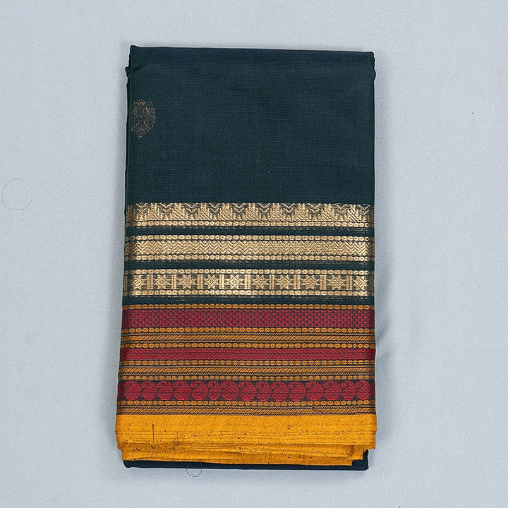 Hayagrivas Deep Teal Green Handloom Kanchi Cotton Saree SSCBF177I8-6