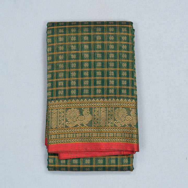 Hayagrivas Bottle Green Handloom Kanchi Cotton Saree SSCBF177I9-2