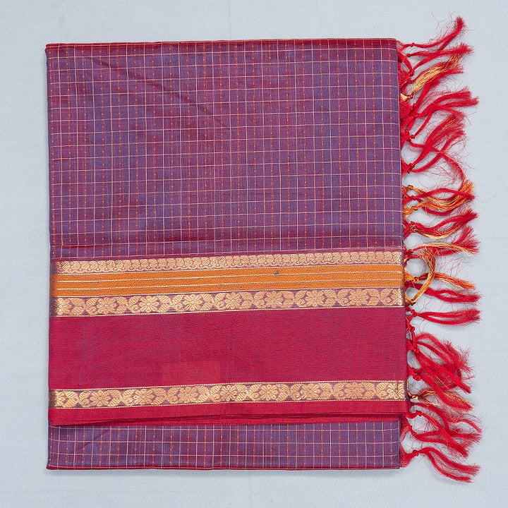 Hayagrivas Blue-Purple Kanchi Silk Cotton Saree SSCBF179I12-19