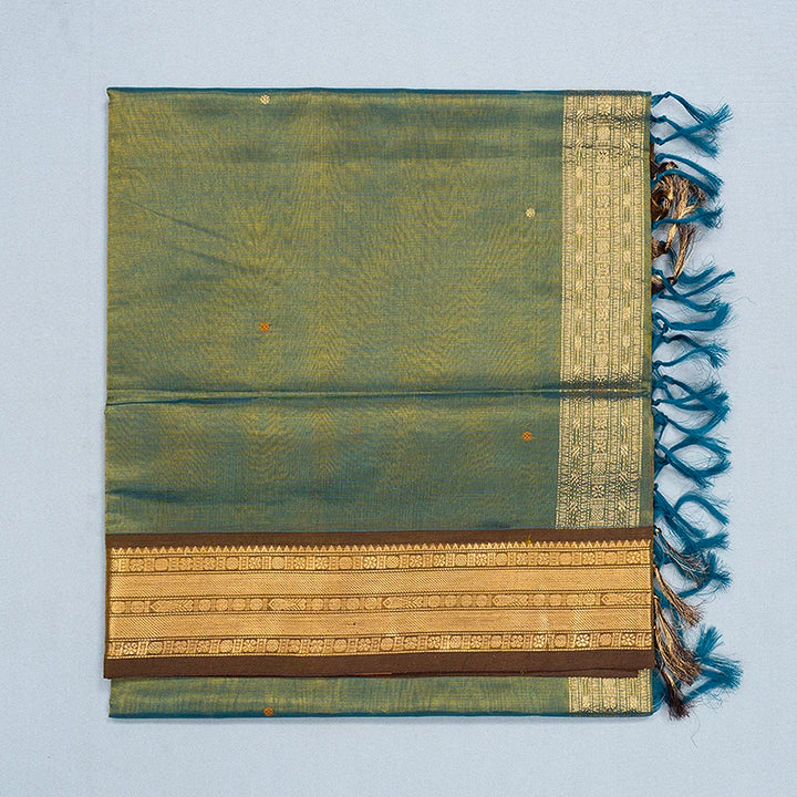 Hayagrivas Metallic Teal Kanchi Silk Cotton Saree SSCBF179I4-5
