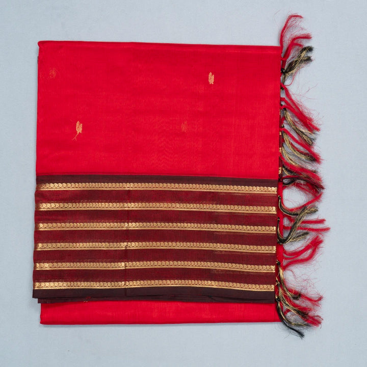 Hayagrivas Red Kanchi Silk Cotton Saree SSCBF179I5-10