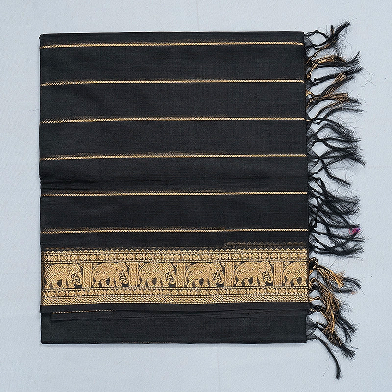 Hayagrivas Black Kanchi Silk Cotton Saree SSCBF179I5-17