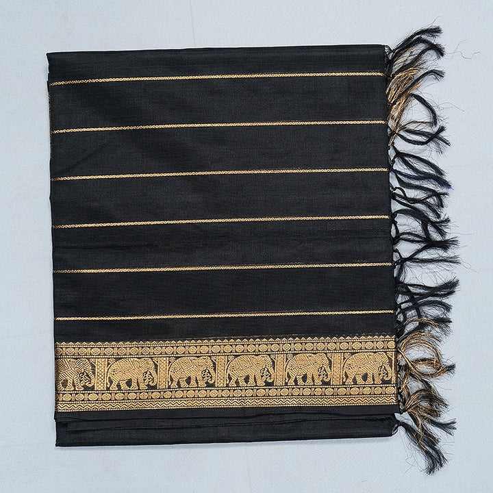 Hayagrivas Black Kanchi Silk Cotton Saree SSCBF179I5-2