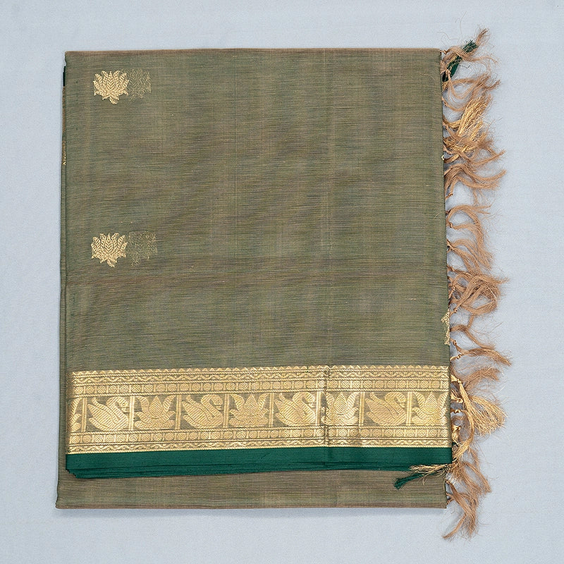 Hayagrivas Green &amp; Beige (Shot Colour) Kanchi Silk Cotton Saree SSCBF179I5-32
