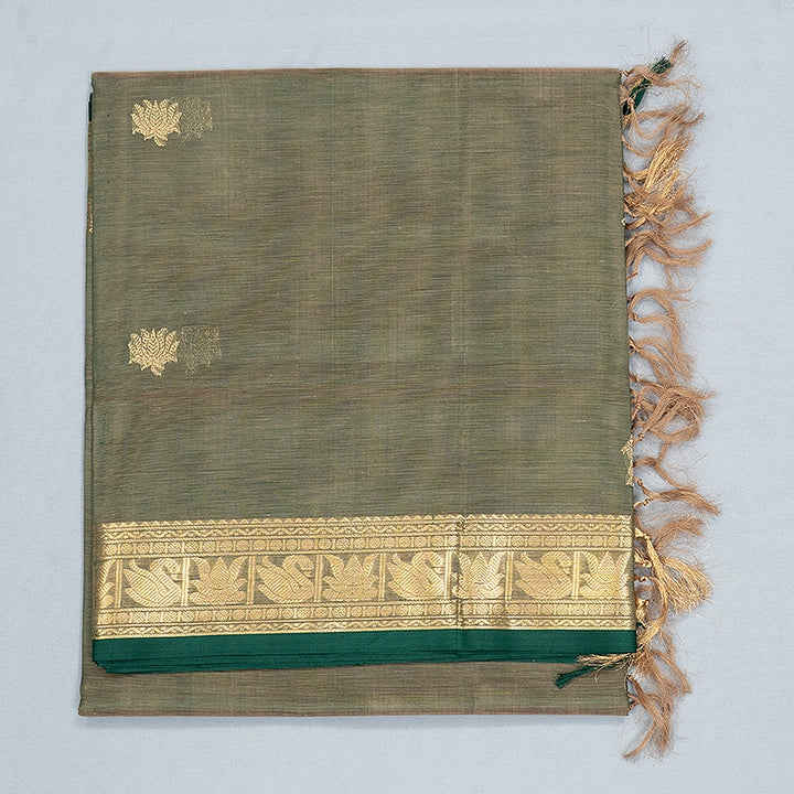 Hayagrivas Green &amp; Beige (Shot Colour) Kanchi Silk Cotton Saree SSCBF179I5-32