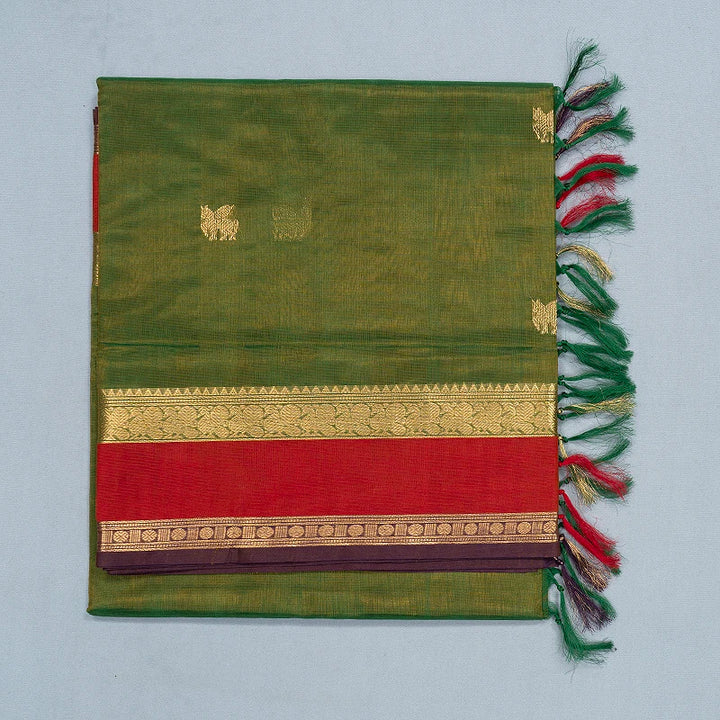 Hayagrivas Parrot Green Kanchi Silk Cotton Saree SSCBF179I5-9