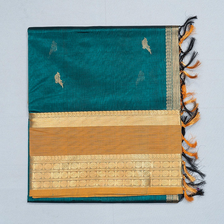 Hayagrivas Emerald Green Kanchi Silk Cotton Saree SSCBF179I9-10