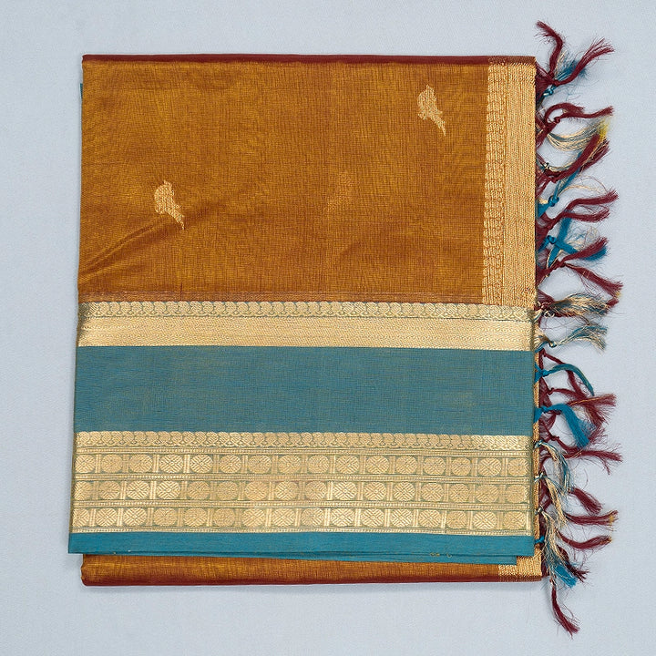 Hayagrivas Gold &amp; Maroon (Shot Colour) Kanchi Silk Cotton Saree SSCBF179I9-12