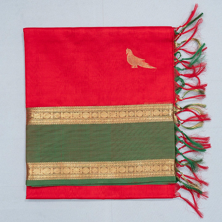 Hayagrivas Red Kanchi Silk Cotton Saree SSCBF179I9-13