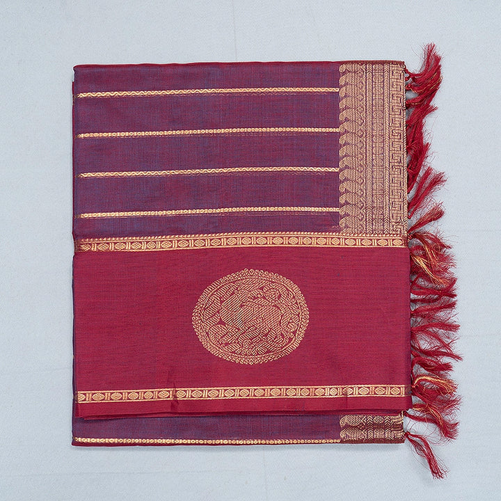 Hayagrivas Blue &amp; Maroon (Dual Tone) Kanchi Silk Cotton Saree SSCBF179I9-2