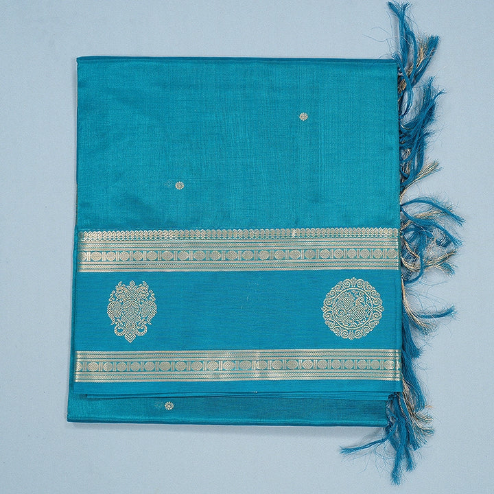 Hayagrivas Turquoise Blue Kanchi Silk Cotton Saree SSCBF179I9-24