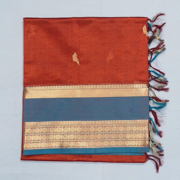 Hayagrivas Rust Brown Kanchi Silk Cotton Saree SSCBF179I9-5