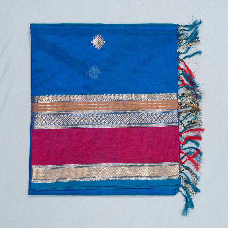 Hayagrivas Ananda Blue Kanchi Silk Cotton Saree SSCBF179I9-6