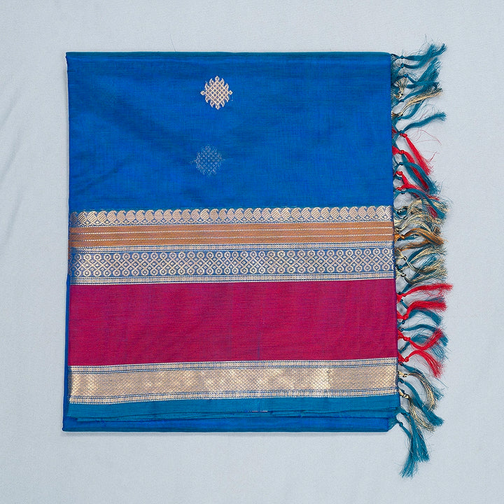 Hayagrivas Ananda Blue Kanchi Silk Cotton Saree SSCBF179I9-6
