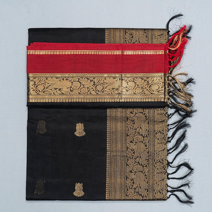 Hayagrivas Black Kanchi Silk Cotton Saree SSCBF179I9-7