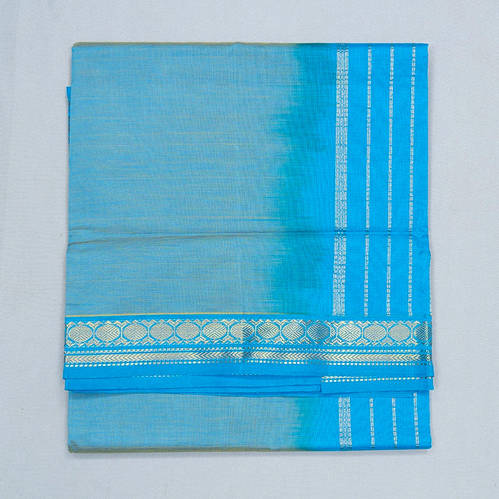 Hayagrivas Yellowish-Blue Semi Silk Cotton Saree SSCBF180I1-6