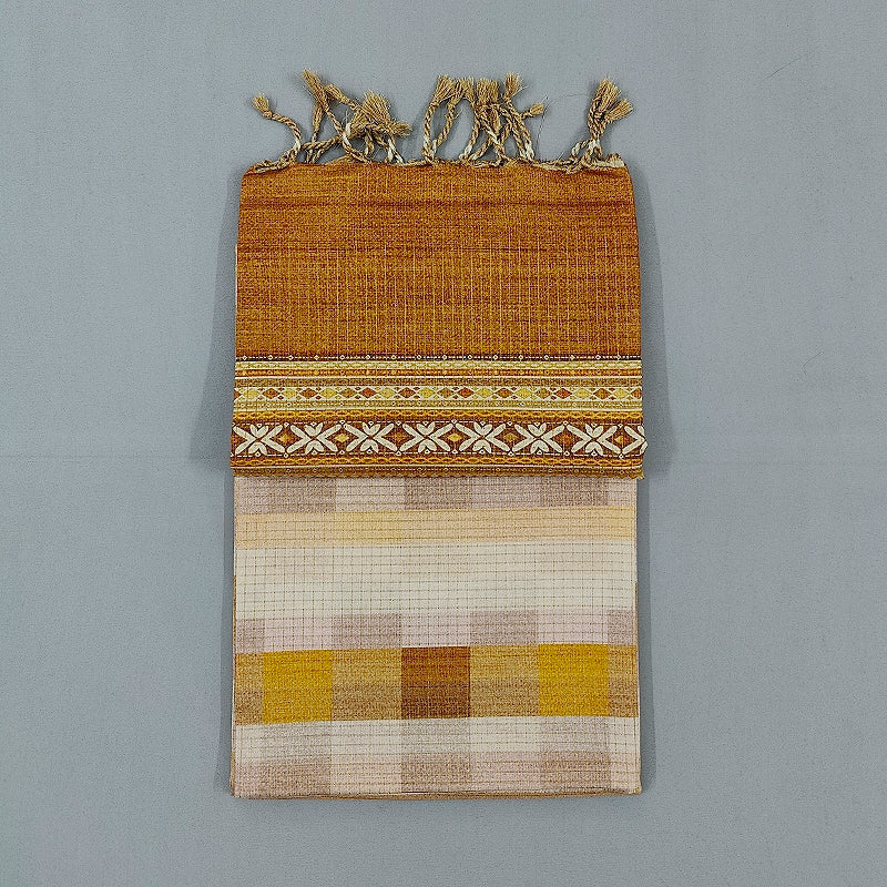 Hayagrivas Beige Fancy Cotton Saree SSCBF92F14-1