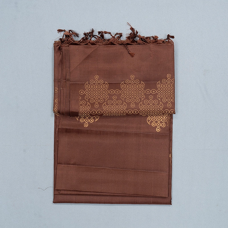 Hayagrivas Chocolate Brown Handloom Soft Silk Saree SSKBF149H1-1